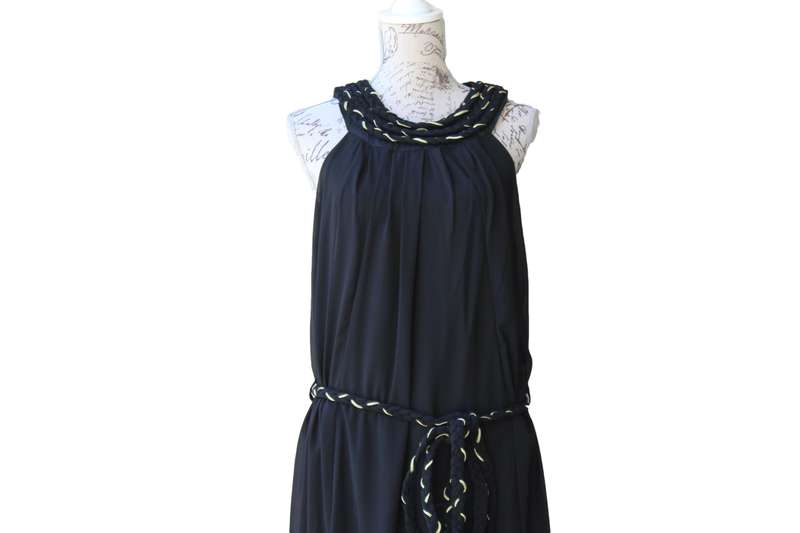 Long Black Dress with Rope Detail