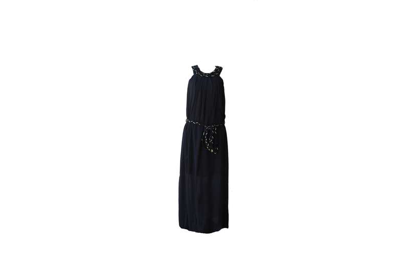 Long Black Dress with Rope Detail