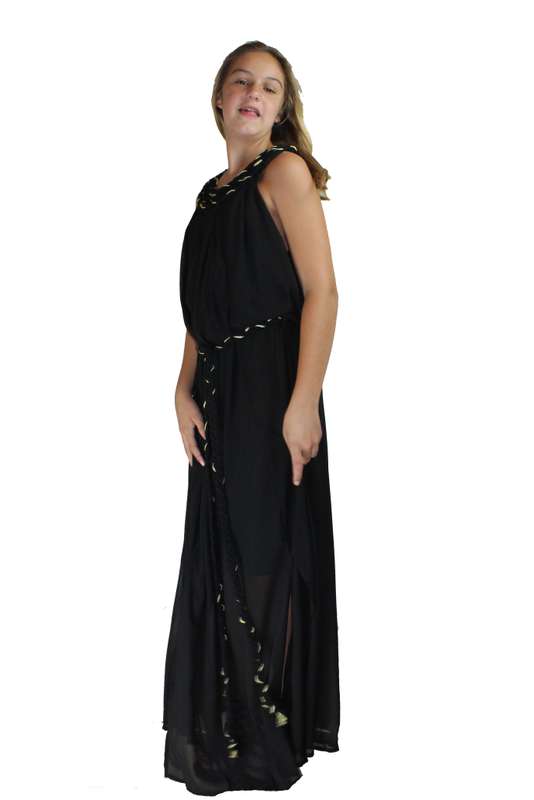 Long Black Dress with Rope Detail