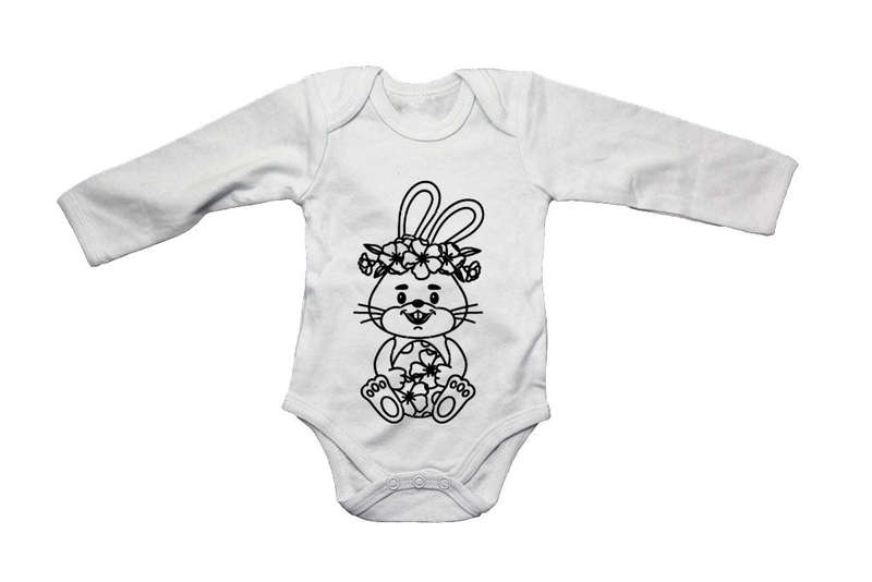Sitting Floral Easter Bunny - Baby Grow