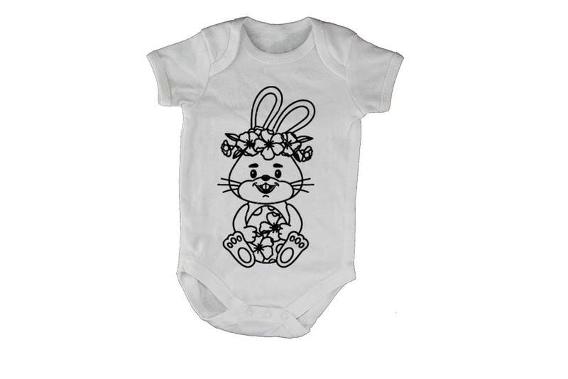 Sitting Floral Easter Bunny - Baby Grow