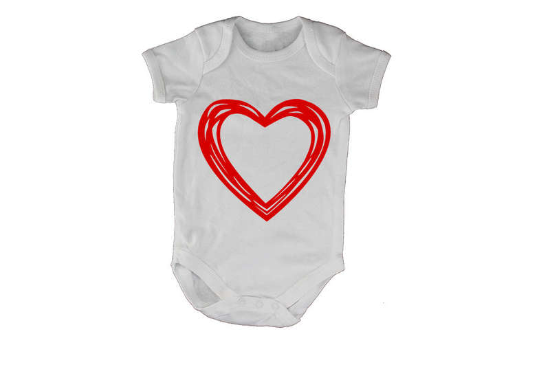 Sketch Heart - Valentine - Baby Grow