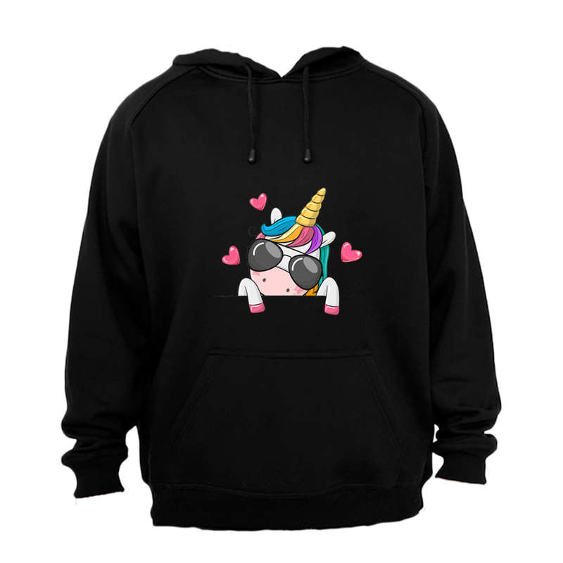 Sunglasses Peeking Unicorn - Hoodie