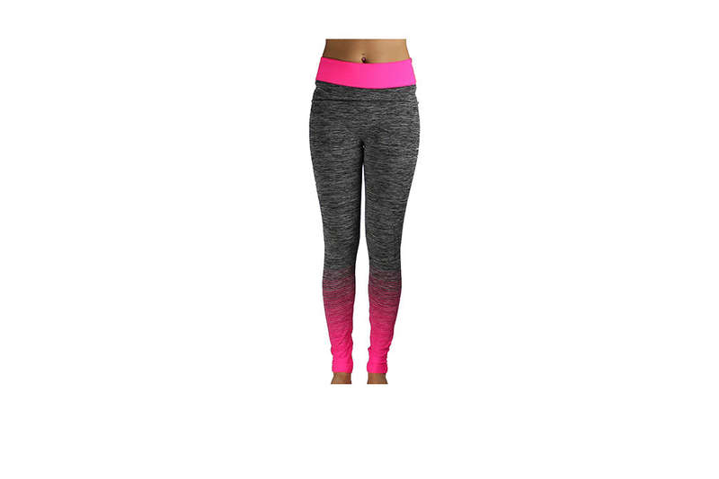 Pink Full Length Striped Gym Tights - S-M