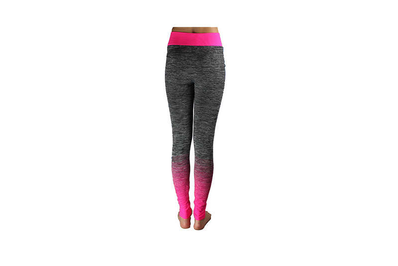 Pink Full Length Striped Gym Tights - S-M
