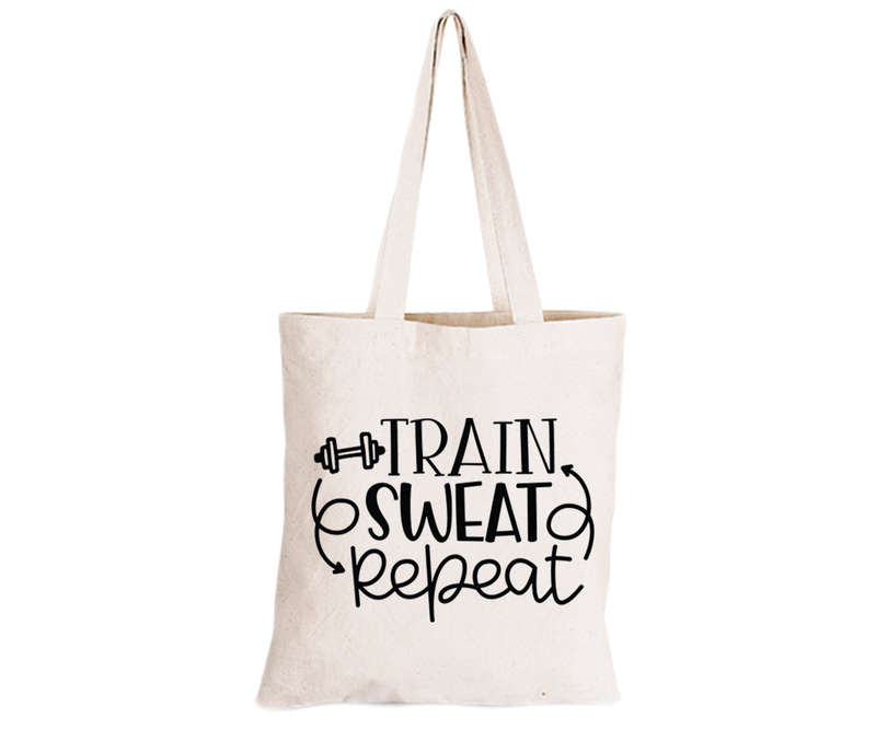Train. Sweat. Repeat - Eco-Cotton Natural Fibre Bag