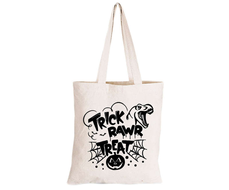 Trick RAWR Treat - Dino - Halloween - Eco-Cotton Trick or Treat Bag