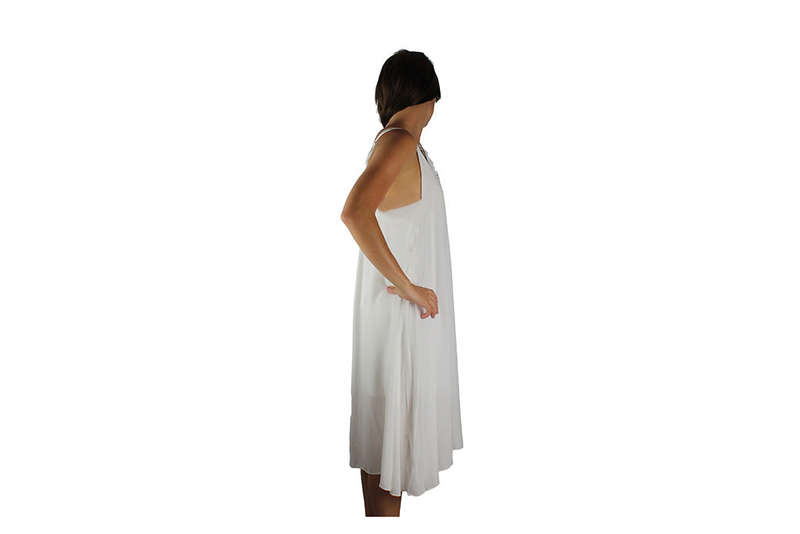 White Woven Back Casual Dress - L