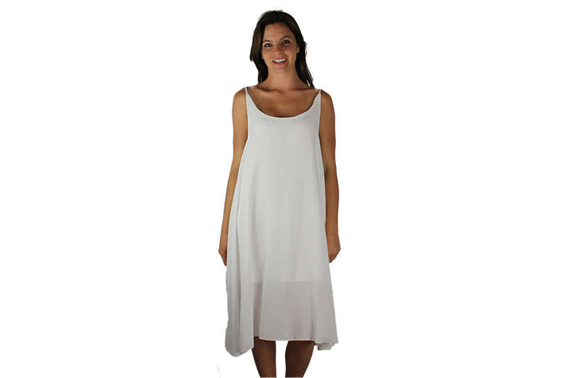 White Woven Back Casual Dress - L