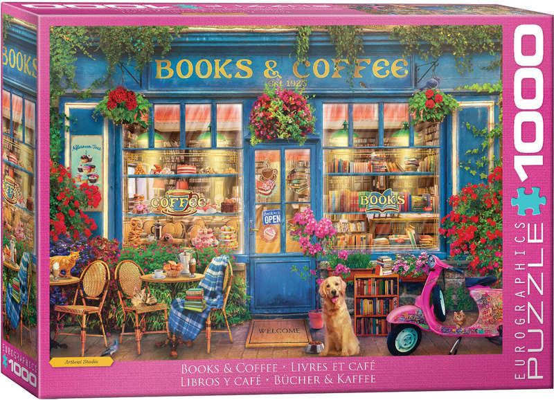 Books and Coffee 1000 Piece Puzzle Box