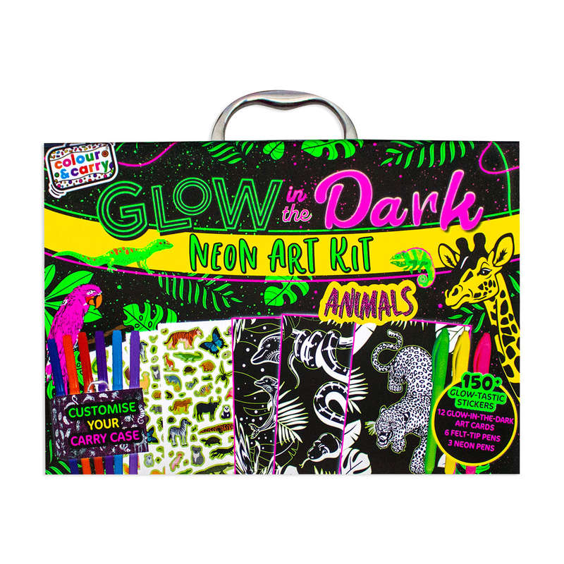 Colour And Carry: 7 Glow In The Dark Animal Activity Case