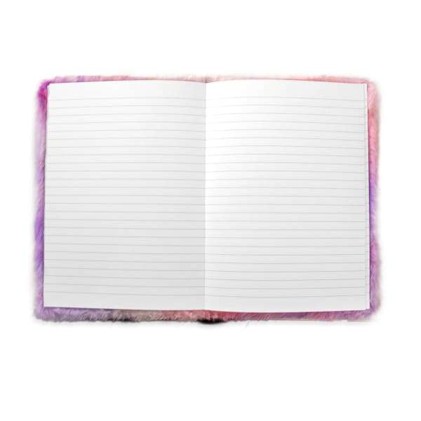 Fluffy Unicorn Blue Horn Notebook