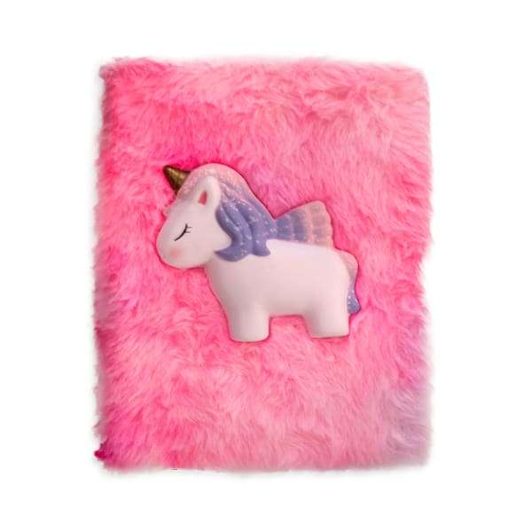 Fluffy Unicorn Gold Horn Notebook