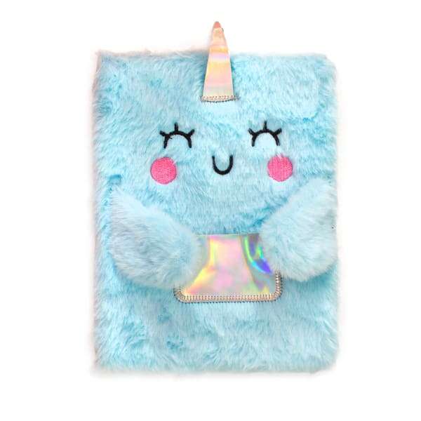 Fluffy Unicorn Silver Horn Notebook