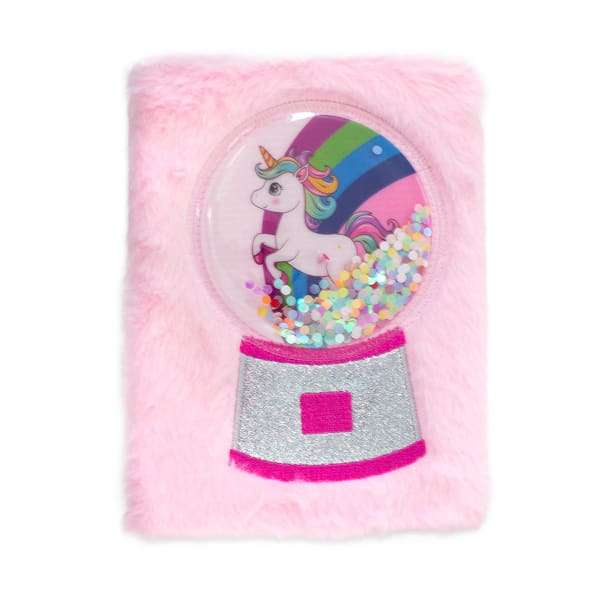 Fluffy Unicorn Snow Globe Notebook