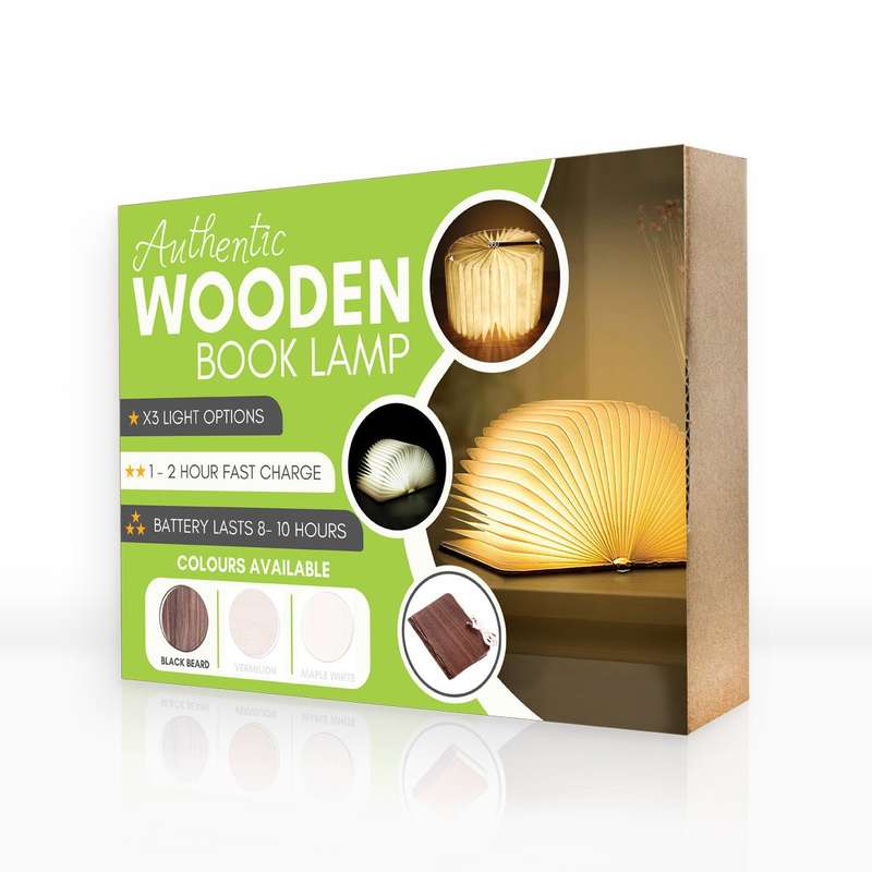Authentic Wooden Book Lamp - Black Beard
