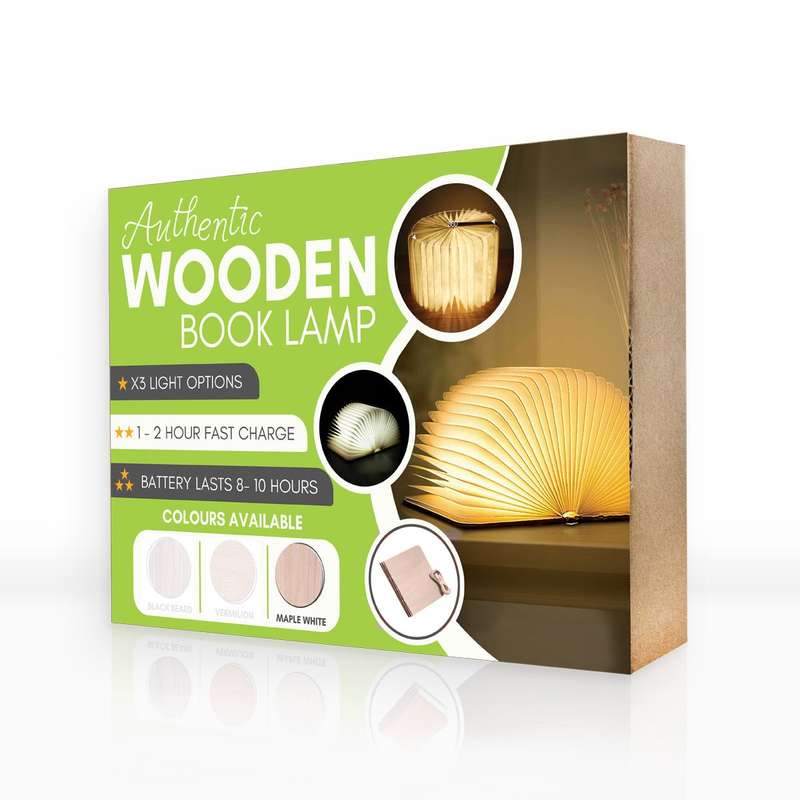 Authentic Wooden Book Lamp - Maple White