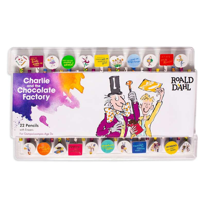 Charlie and the Chocolate Factory: 22 Pencils and Erasers Set
