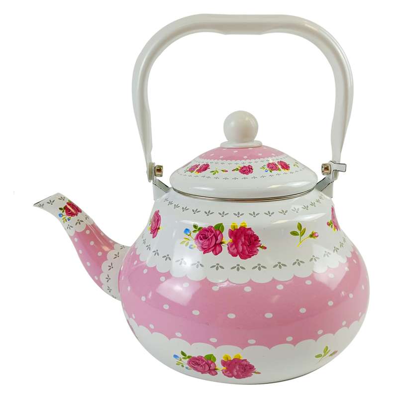 Agate Enamel Teapot 2.5LT Lace Ribbon Design
