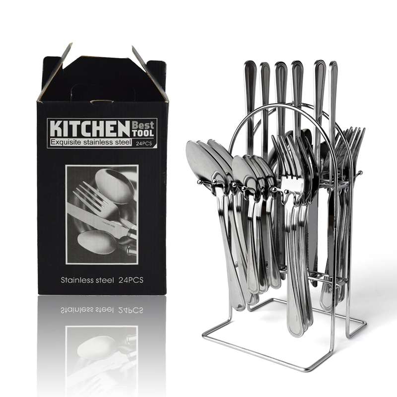 24 Piece Stainless Steel Exquisite Cutlery Set Mirror Polished
