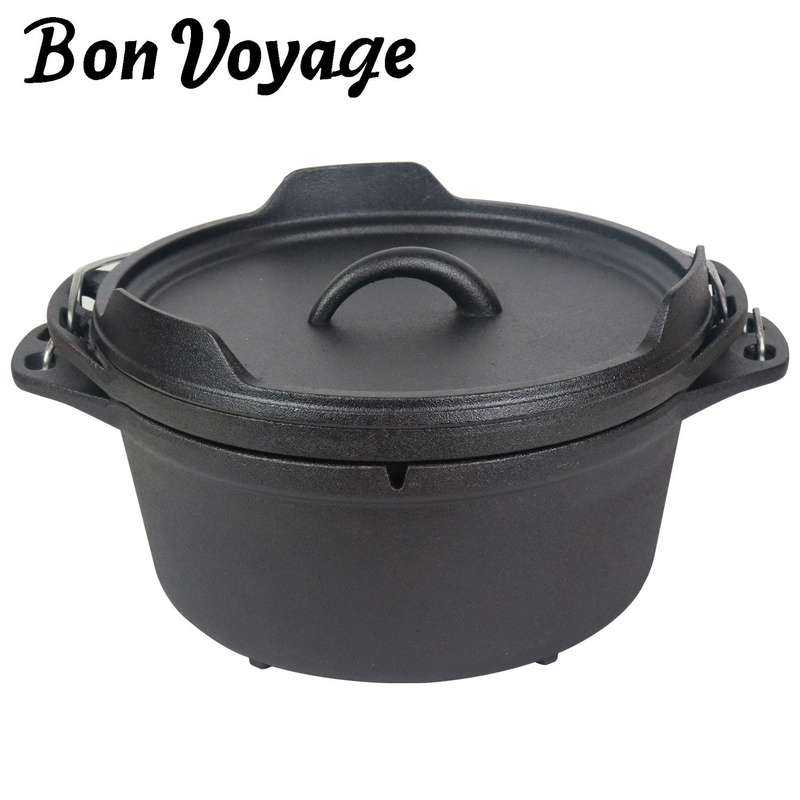 Bon Voyage 3 Piece Pre-Seasoned Heavy Duty Cast Iron Dutch Oven Potjie Pot Set