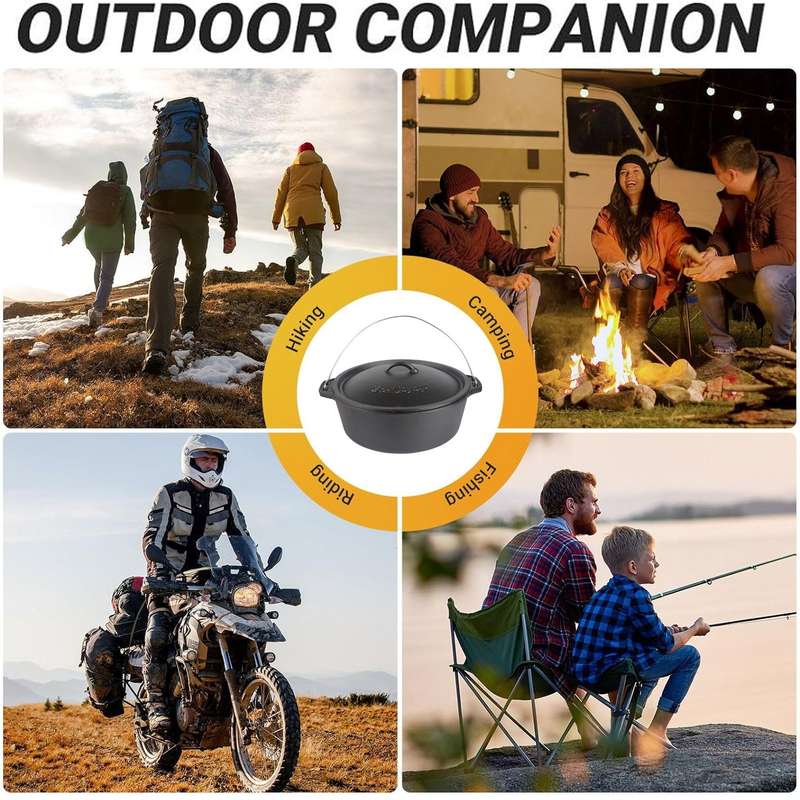Bon Voyage Cast Iron Flat Bottom Potjie Dutch Oven Pot