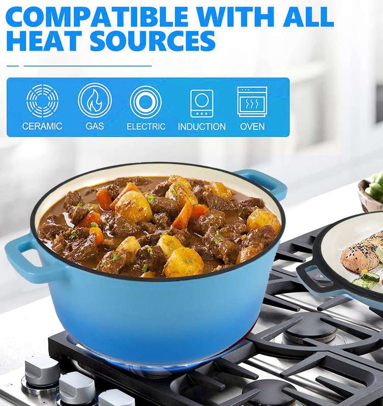 La Cocina Cast Iron 2 in 1 Casserole with Frypan Lid 26cm (one pot only)