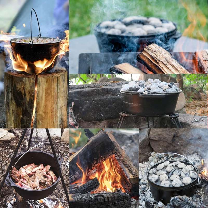 Bon Voyage Cast Iron Flat Bottom Potjie Dutch Oven Pot