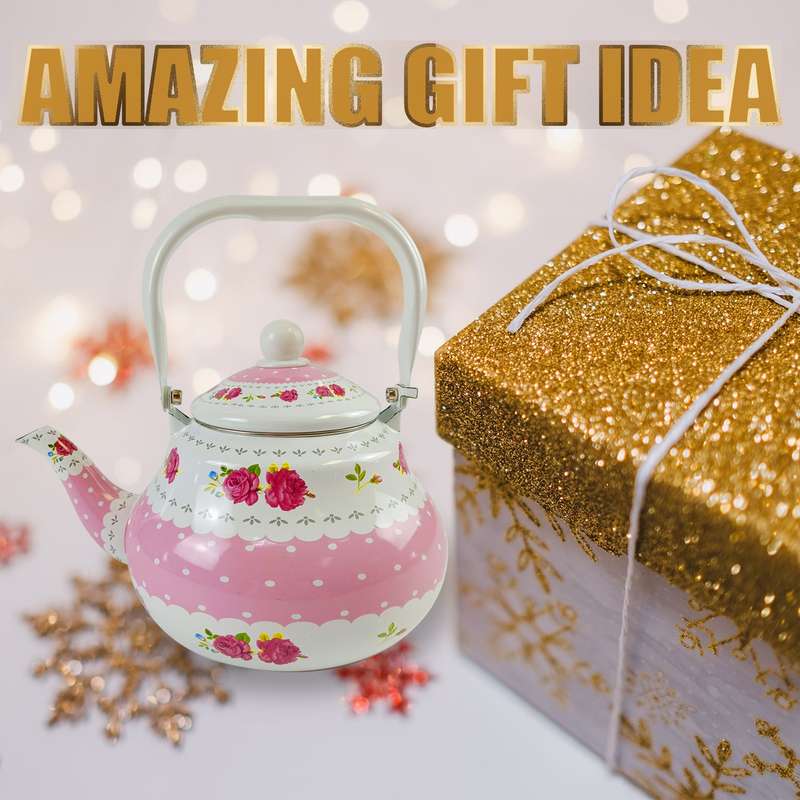 Agate Enamel Teapot 2.5LT Lace Ribbon Design