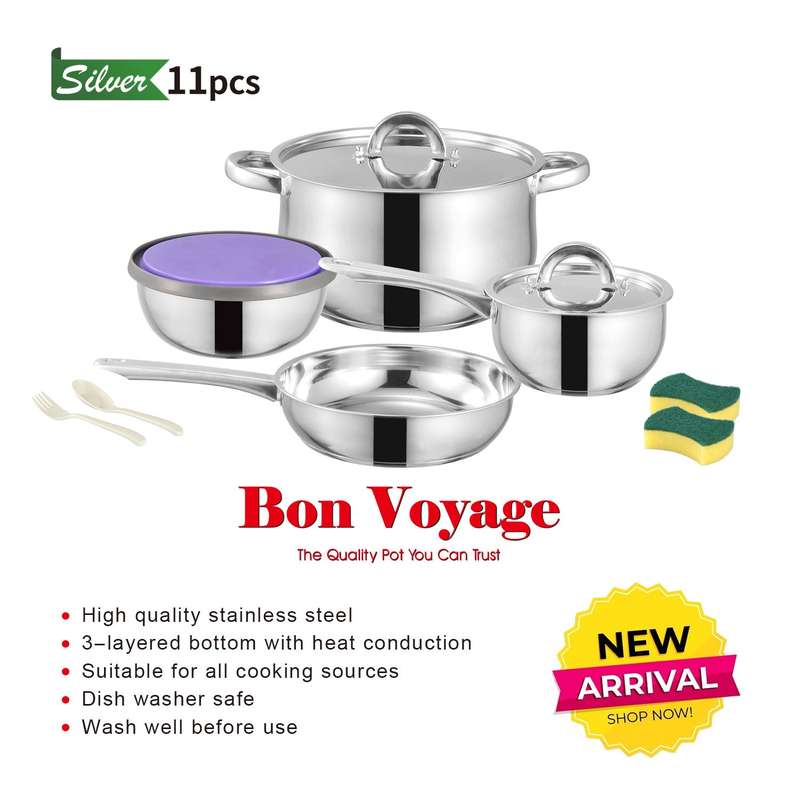 Bon Voyage Silver 11 Piece Stainless Pots Set