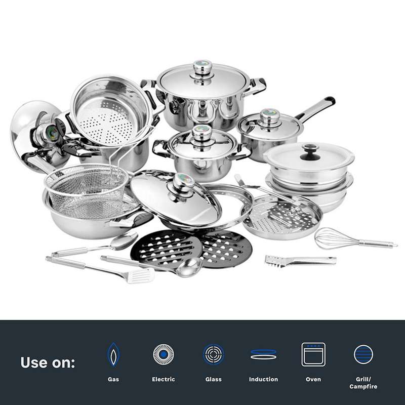 Amazing Deal!  Bon Voyage 27 Piece HQ Stainless Pots Set (S27)