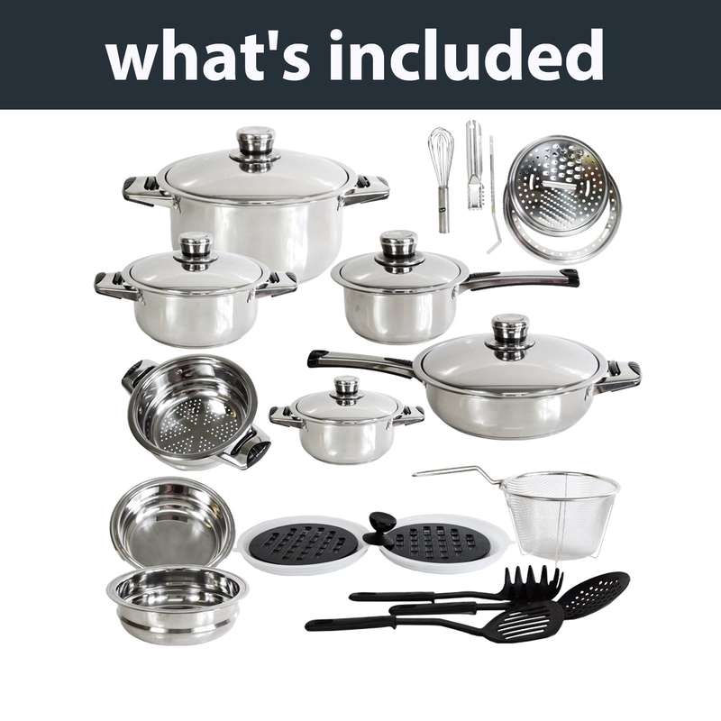 Amazing Deal!  Bon Voyage 27 Piece HQ Stainless Pots Set (S27)
