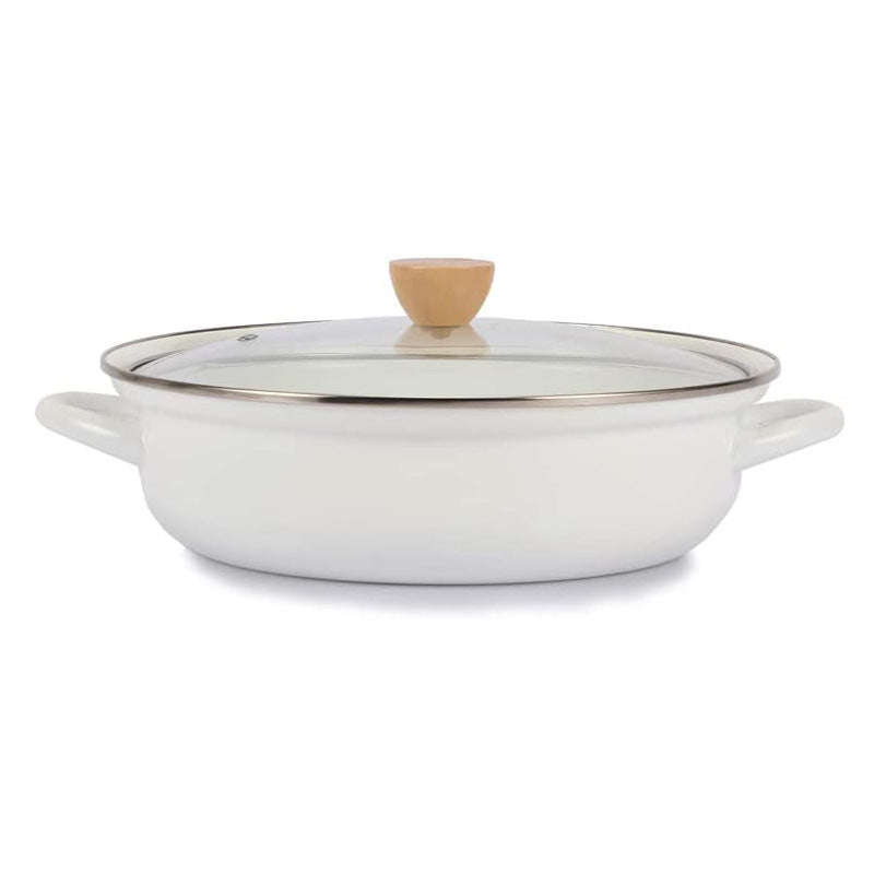 Agate Enamel Shallow Casserole 27cm with boil over guard design