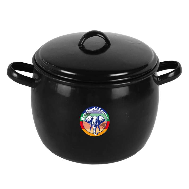 New World Enamel Bow Handle Belly Pot