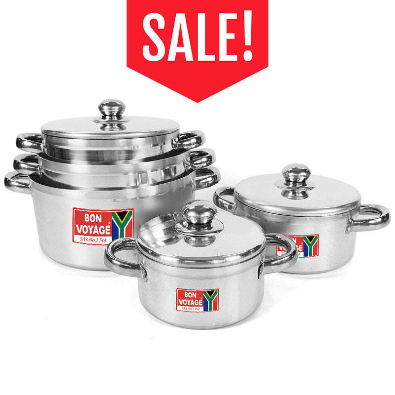 Combo of Bon Voyage Queen 10 Piece Pots Set & 5-Tier Stainless Steel Giant Pot Stand
