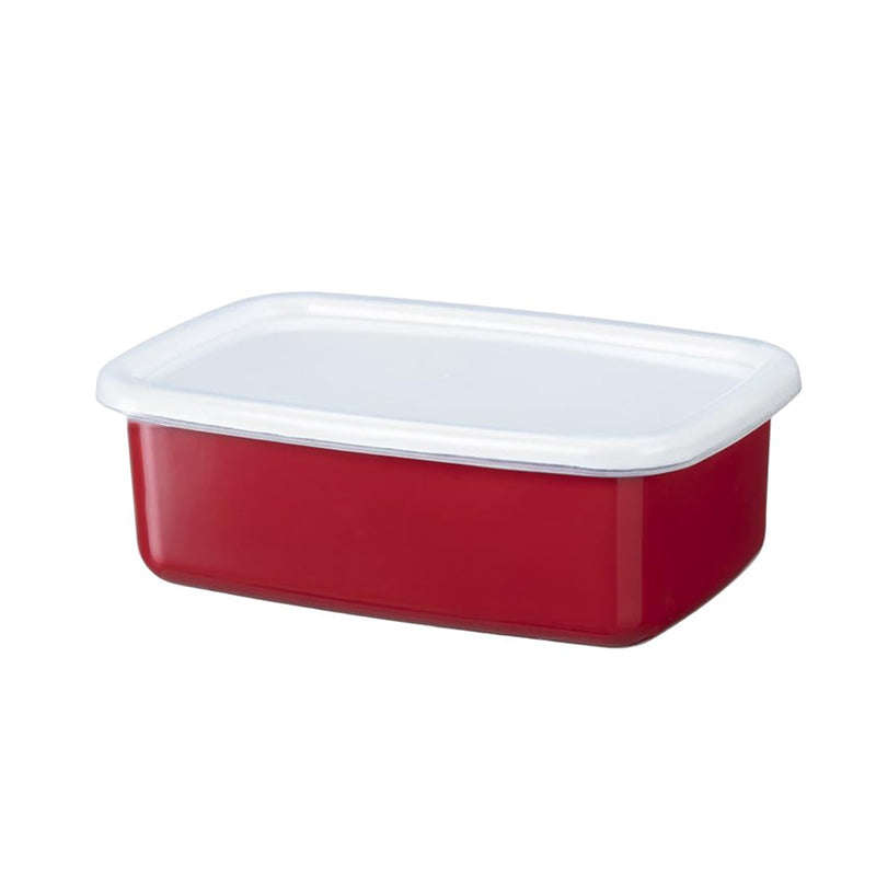 Enamel Rectangular Food Container Butter Dish with Plastic Lid (for 250g butter)