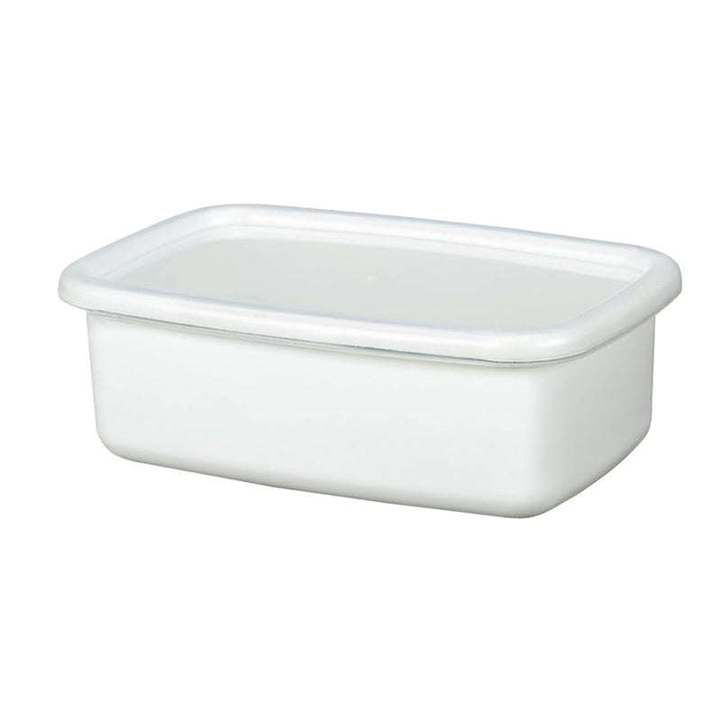 Enamel Rectangular Food Container Butter Dish with Plastic Lid (for 250g butter)