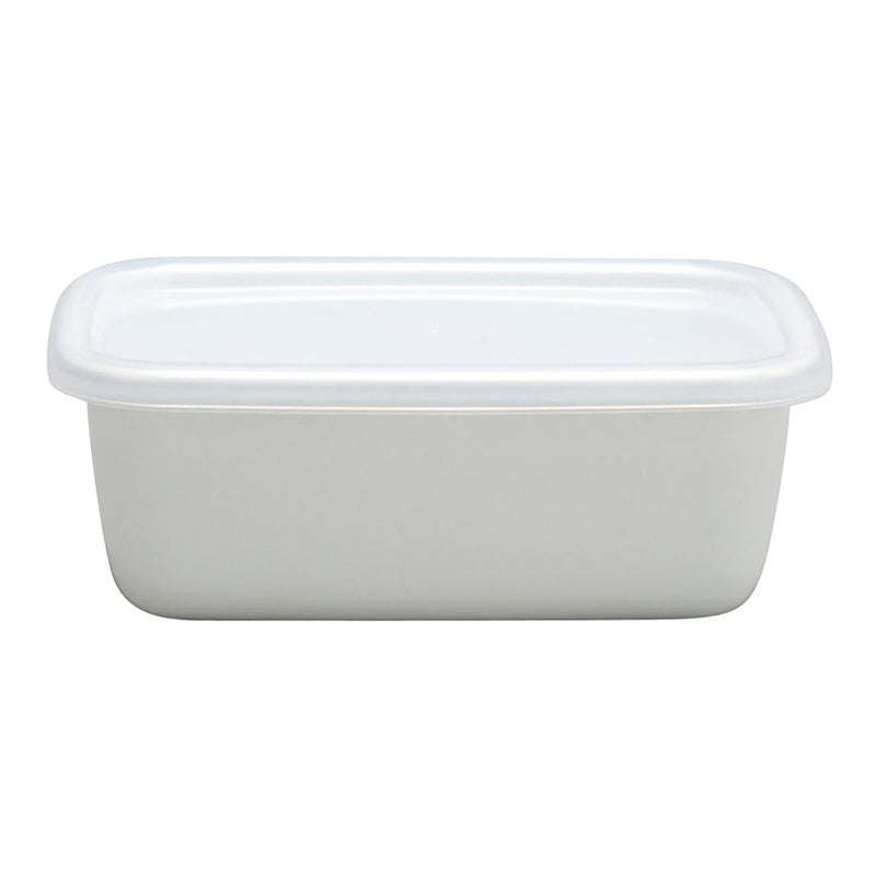 Enamel Rectangular Food Container Butter Dish with Plastic Lid (for 250g butter)