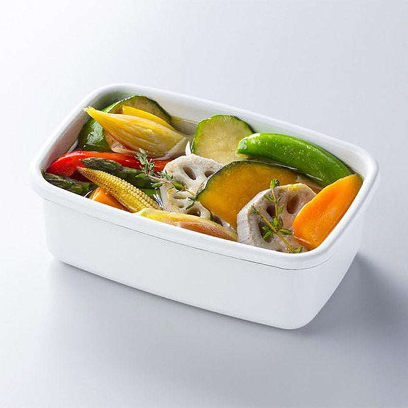 Enamel Rectangular Food Container Butter Dish with Plastic Lid (for 250g butter)