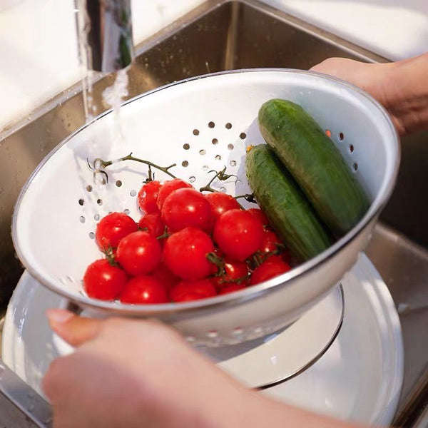 Agate Enamel Colander Kitchen Strainer Basket Drain Basket Fruit Bowl