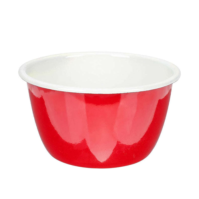 Agate Enamel Flat Bottom Serving Bowl Salad Bowl Deep Bowl 16cm