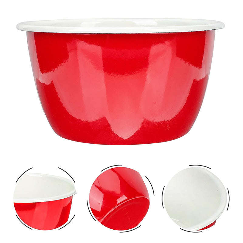 Agate Enamel Flat Bottom Serving Bowl Salad Bowl Deep Bowl 16cm
