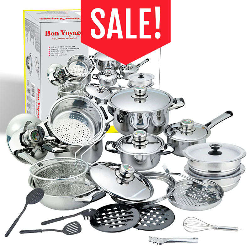 Amazing Deal!  Bon Voyage 27 Piece HQ Stainless Pots Set (S27)