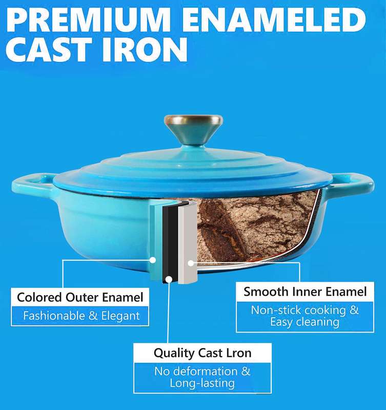 La Cocina Cast Iron Shallow Casserole 22cm 1.9L (one pot only)