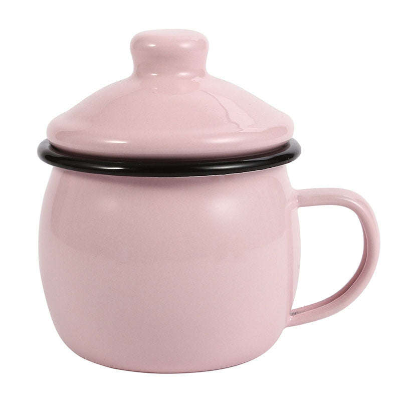 Big5 Premier Quality Color Enamel Belly Mug 8cm with Lid