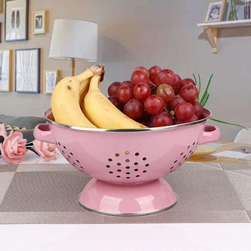Agate Enamel Colander Kitchen Strainer Basket Drain Basket Fruit Bowl