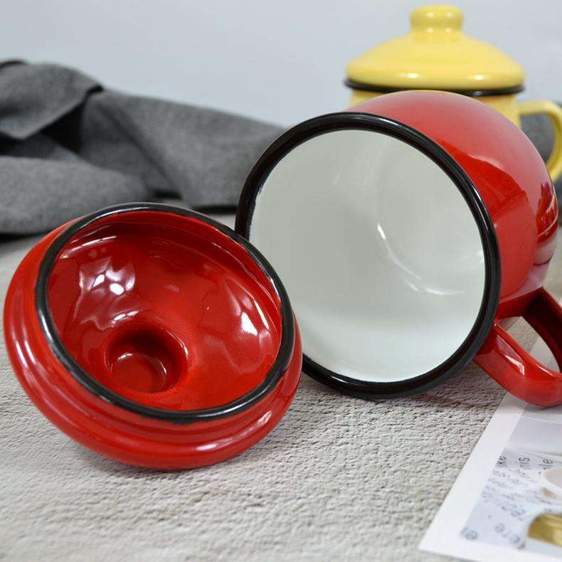 Big5 Premier Quality Color Enamel Belly Mug 8cm with Lid