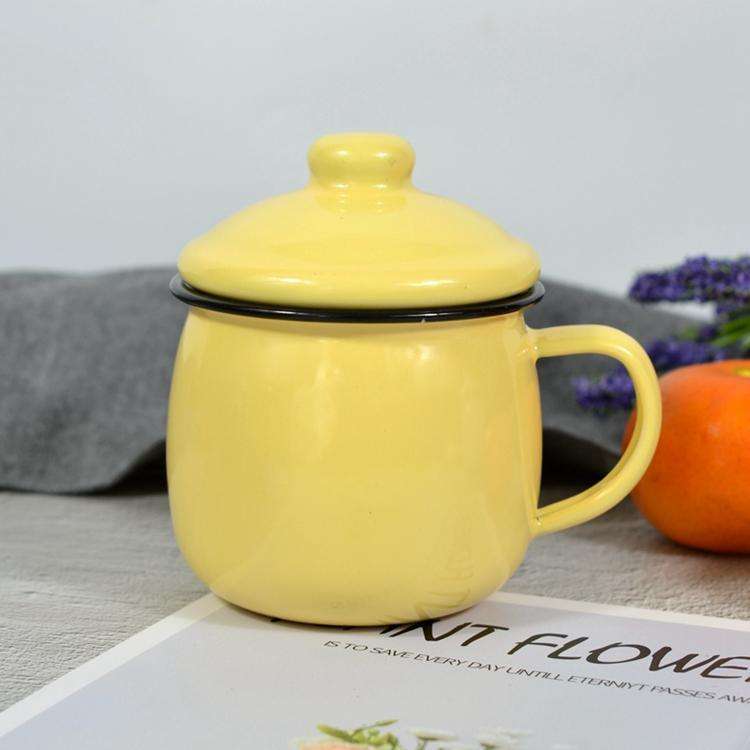 Big5 Premier Quality Color Enamel Belly Mug 8cm with Lid