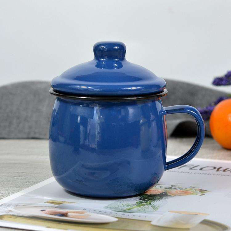 Big5 Premier Quality Color Enamel Belly Mug 8cm with Lid
