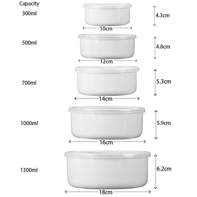 New World Enamel Storage Bowl Set (5 bowls & 5 lids, Randomly Delivered with Different Decorated ...